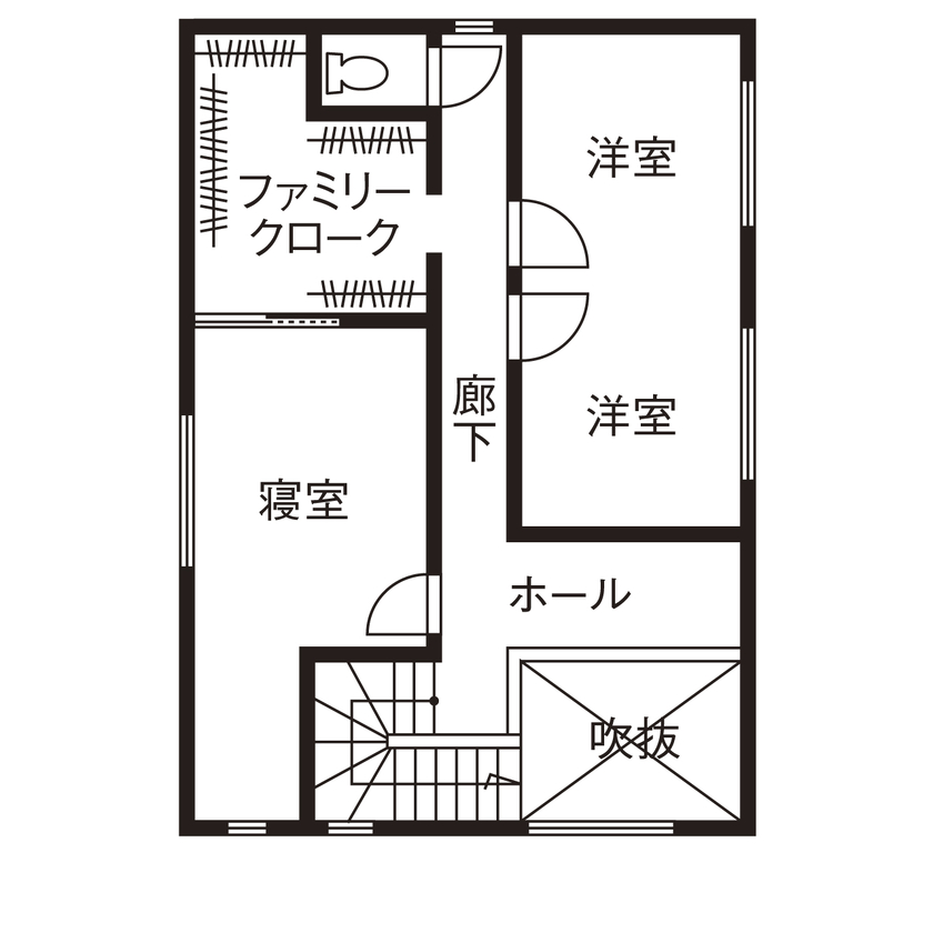 『湘南で家を建てるなら。』 サンキホーム 【湘南/藤沢市/30.3坪/間取り図有】サーフィンライフ＆生活動線にもこだわった自然素材の家の間取り図（2LDK）2階