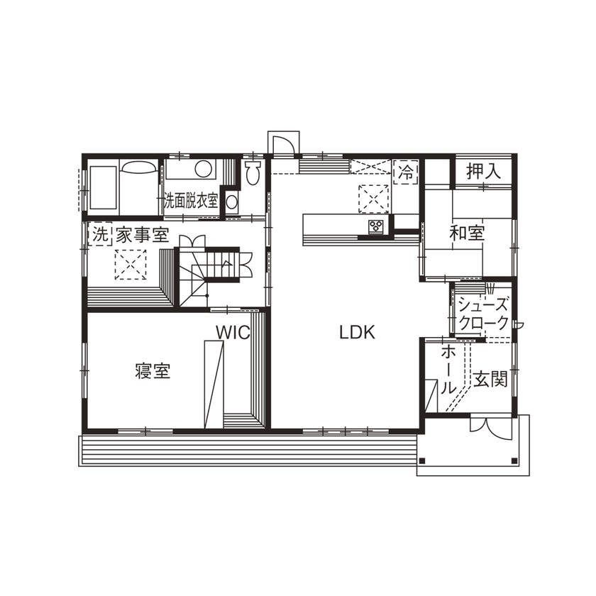 杉内建設 【本体価格2450万円／約41坪】和風住宅で伝統美を堪能。家族の時間をゆっくりと育む伝統和風の住まいの間取り図（3LDK）1階