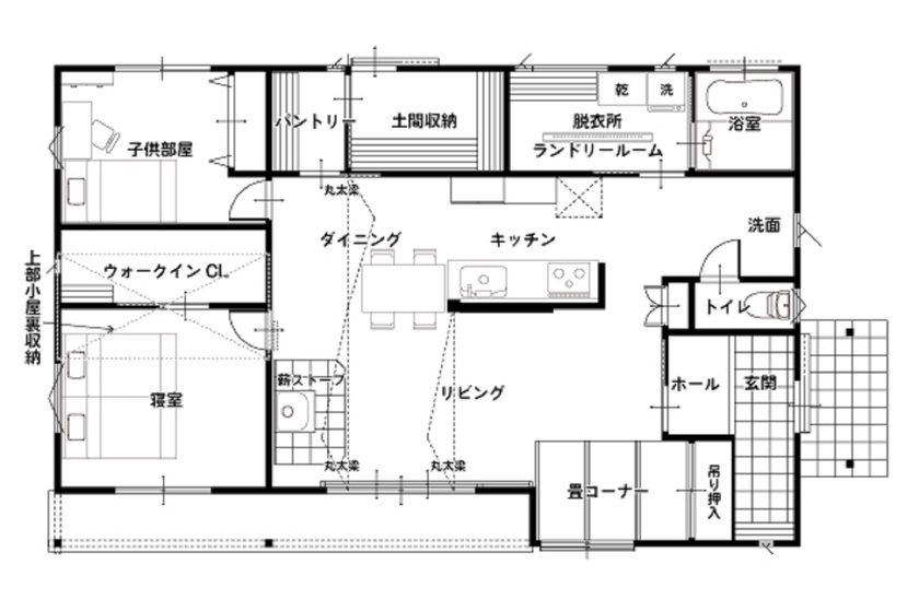 SUUMO】 【本体価格2184万円/32.1坪/平屋】薪ストーブで快適。自然素材 