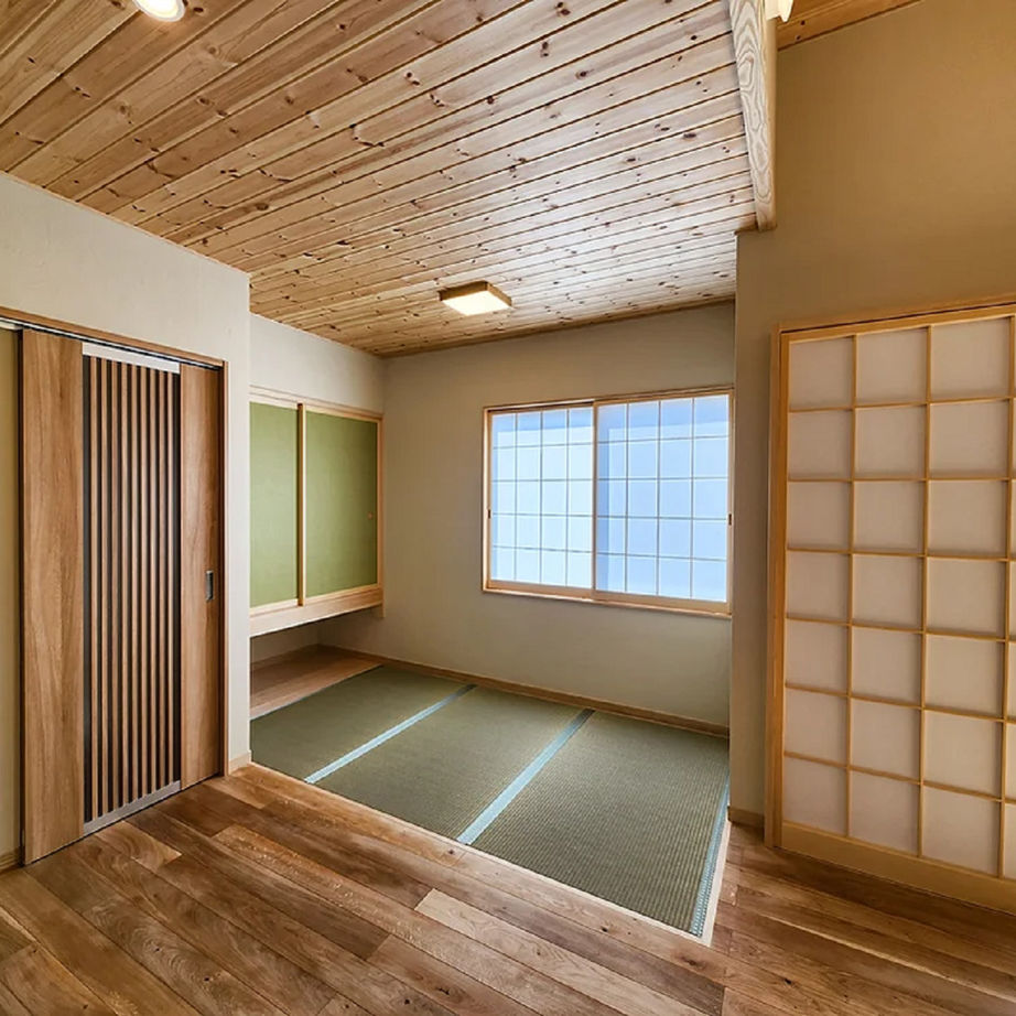 杉内建設 【本体価格2184万円/32.1坪/平屋】薪ストーブで快適。自然素材を使用した丸太梁が美しい平屋の建築実例画像6