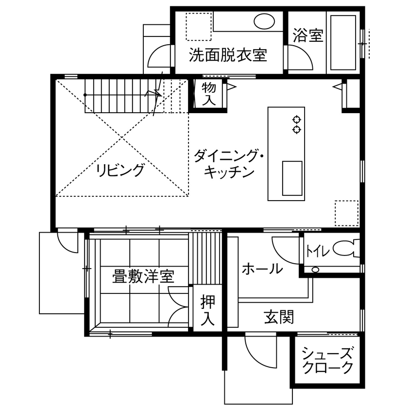 シアーズホーム 【熊本市/4LDK/2000万円台/間取り図有】木のぬくもりを感じながら、年を重ねても暮らしに馴染む家の間取り図（4LDK）1階
