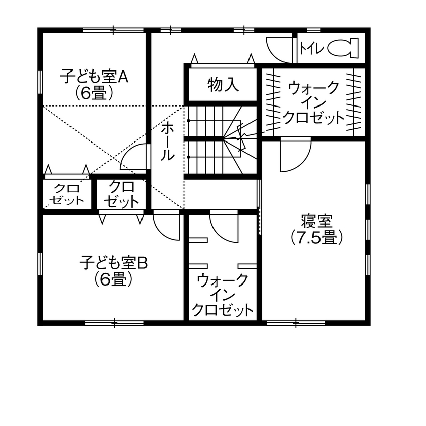 シアーズホーム 【合志/3LDK＋小屋裏収納/2000万円台】1階で生活を完結できる動線とファミリーコンテナで家事子育ても快適の間取り図（3LDK）2階