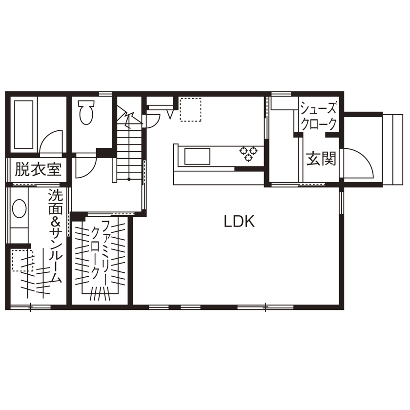 さくら 岐阜・大垣・名古屋 【岐阜市｜2000万円台｜30坪台｜間取り有】かわいい雰囲気の家事ラクな家の間取り図（3LDK）１階