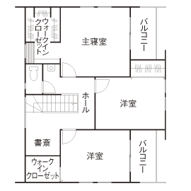 「完全フル装備の家」富士住建 【ナチュラル/生活動線/趣味を楽しむ/間取り図有】素材とデザインにこだわったフル装備住宅の間取り図（3LDK）2階