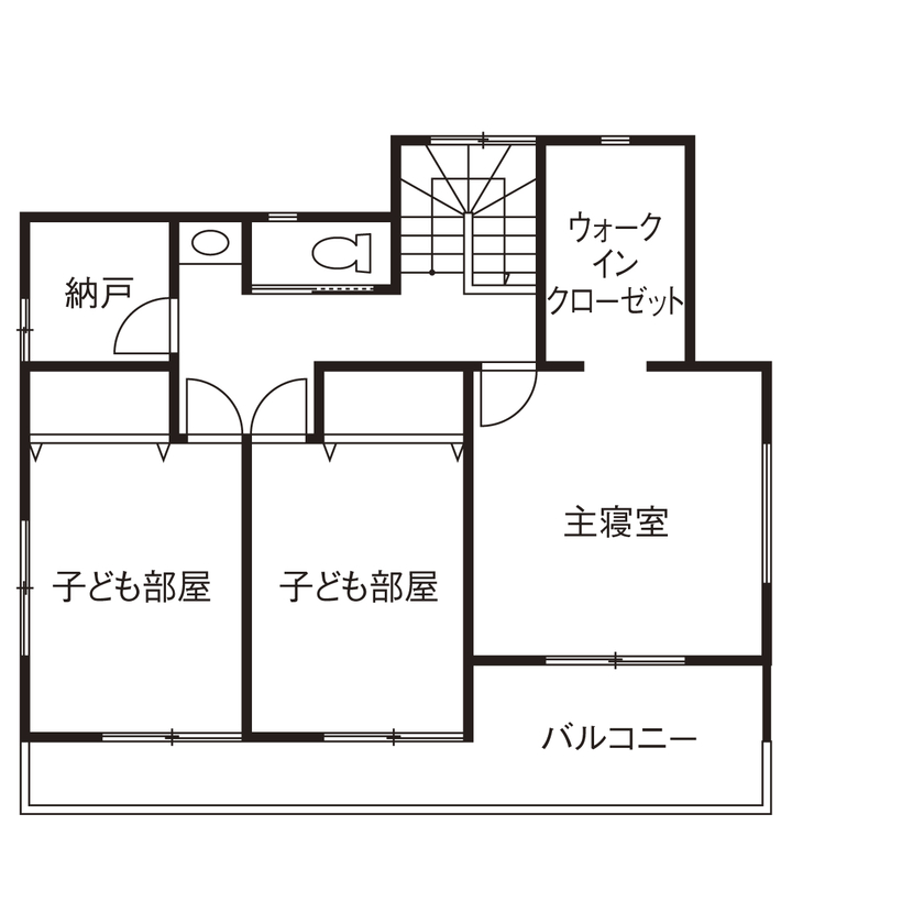 「完全フル装備の家」富士住建 【家事ラク動線/子育てしやすい/間取り図有】子ども達をいつでも見守れるフル装備住宅の間取り図（3LDK＋タタミコーナー）２階