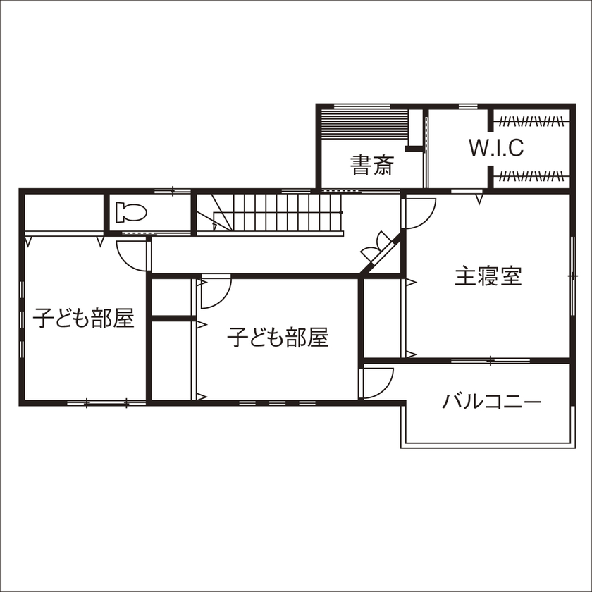 「完全フル装備の家」富士住建 【家事ラク動線/子育て/2000万円台/間取り図有】子ども達を見守れるフル装備住宅が完成の間取り図（4LDK＋書斎）２階