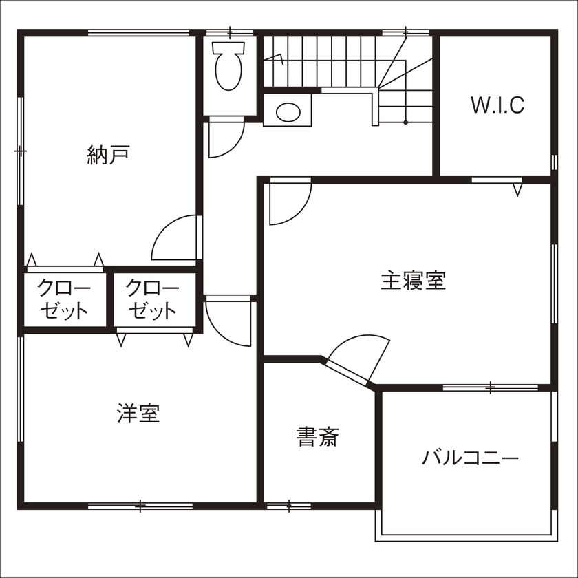 「完全フル装備の家」富士住建 【家事ラク/子育て/リモートワーク/間取り図有】子どもを見守れるフル装備の家の間取り図（4LDK +書斎）2階