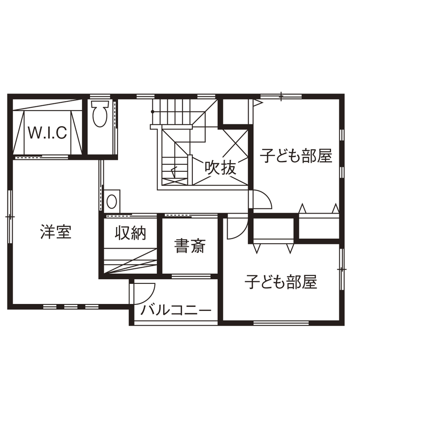 「完全フル装備の家」富士住建 【子育て/家事ラク動線/2000万円台/間取り図有】親子で過ごす時間が増えるフル装備の家の間取り図（3LDK＋書斎）2階