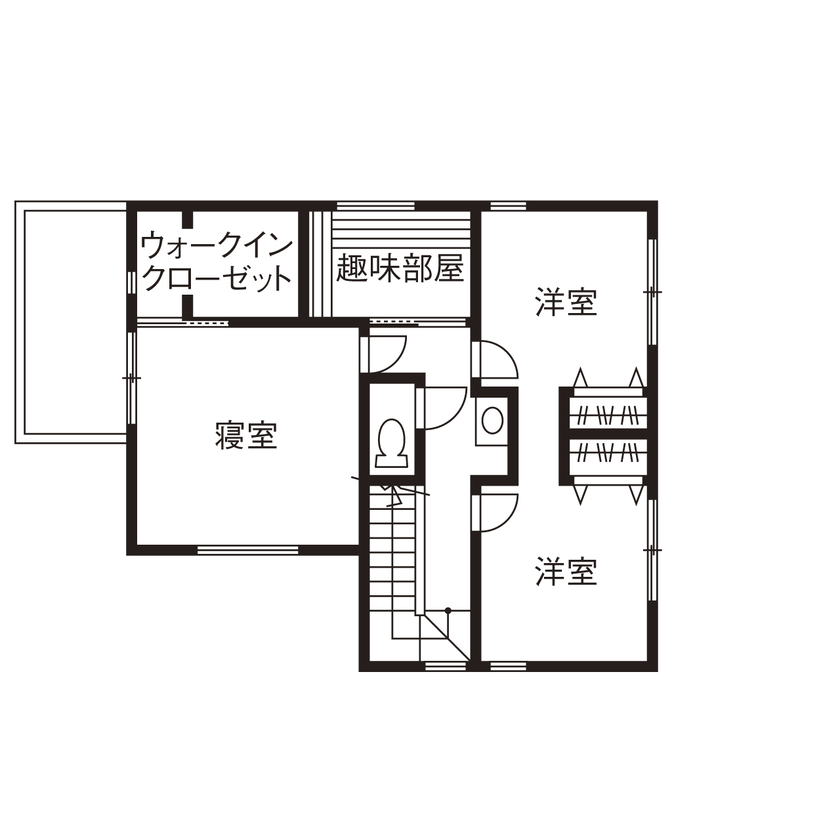 「完全フル装備の家」富士住建 【ペット/生活動線/趣味を楽しむ/間取り図有】趣味を満喫できるフル装備の家の間取り図（2LDK＋趣味部屋）2階