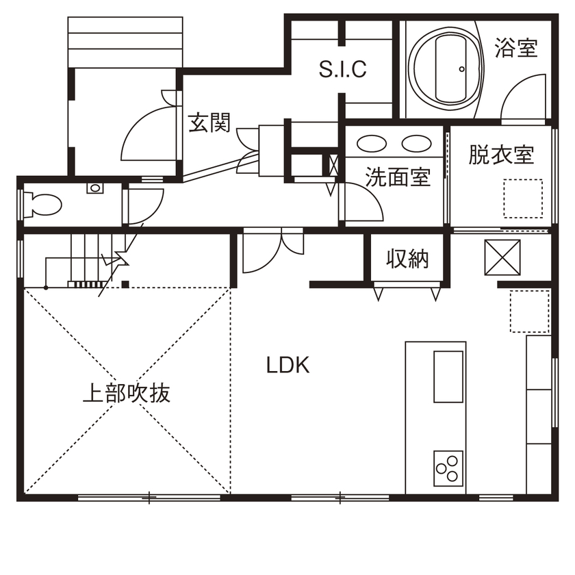 「完全フル装備の家」富士住建 【ペット/子育て/間取り図有】愛猫家夫婦が子どもと猫のために選んだフル装備住宅の間取り図（4LDK）1階