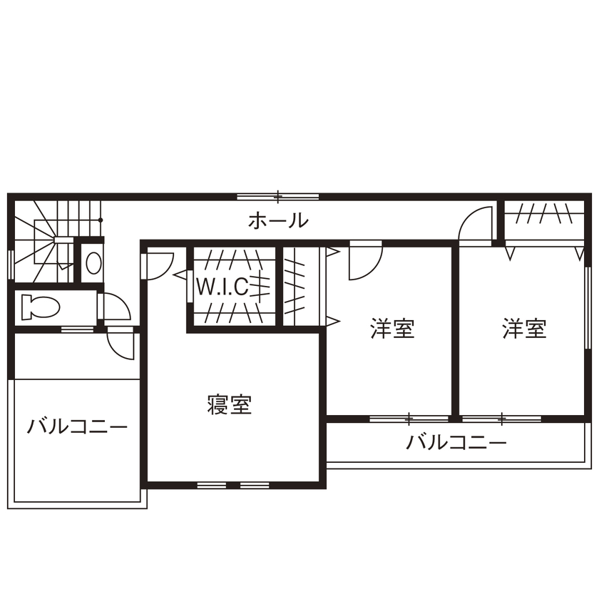 「完全フル装備の家」富士住建 【家事ラク動線/収納充実/間取り図有】ウッディな温もりとスタイリッシュなデザインが融合したフル装備住宅の間取り図（3LDK＋書斎）2階