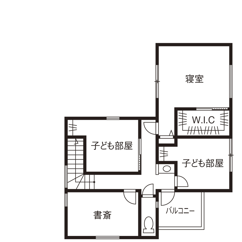 「完全フル装備の家」富士住建 【和風モダン/生活動線/家事・子育て/間取り図有】和を趣を巧みに融合させたフル装備住宅の間取り図（4LDK＋書斎）2階