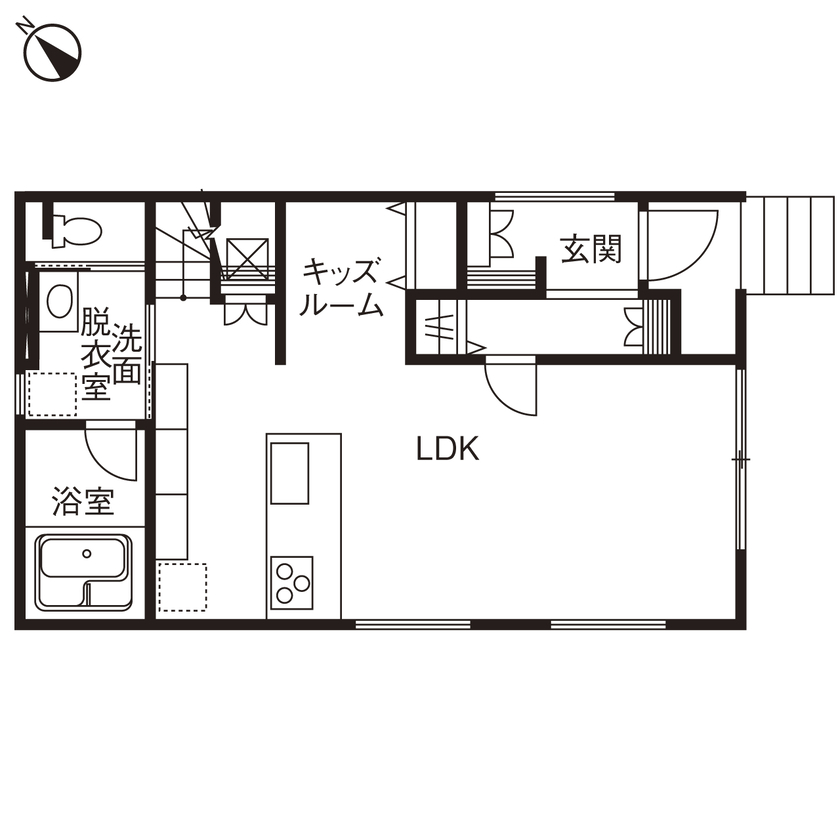 「完全フル装備の家」富士住建 【家事ラク動線/収納充実/2000万円台/間取り図有】コストパフォーマンスに優れたフル装備住宅という選択の間取り図（2LDK＋ワークスペース）1階