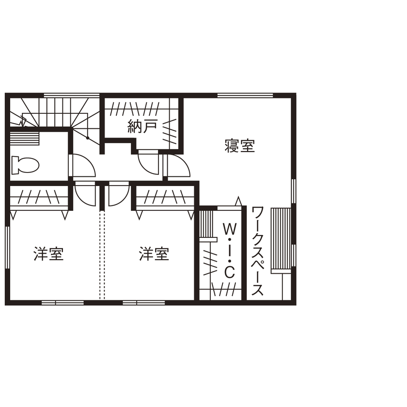 「完全フル装備の家」富士住建 【家事ラク動線/収納充実/2000万円台/間取り図有】コストパフォーマンスに優れたフル装備住宅という選択の間取り図（2LDK＋ワークスペース）2階