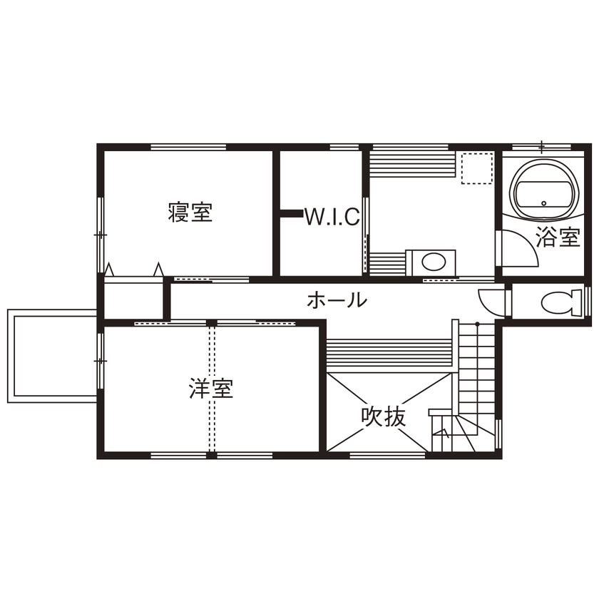 「完全フル装備の家」富士住建 【家事・子育て/土間/間取り図有】子育てしやすくプライベートも楽しめる土間のあるフル装備住宅の間取り図（3LDK＋土間）2階