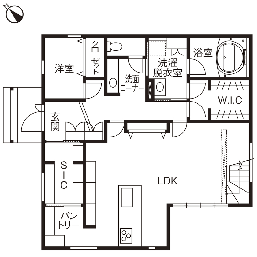 「完全フル装備の家」富士住建 【家事ラク/間取り図有】土地探しから安心して任せられたフル装備の家づくりの間取り図（4LDK）1階