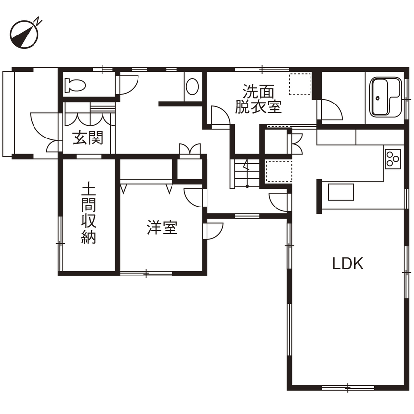 「完全フル装備の家」富士住建 【家事ラク/間取り図有】こだわり抜いたアメリカンスタイルのフル装備住宅の間取り図（3LDK）1階