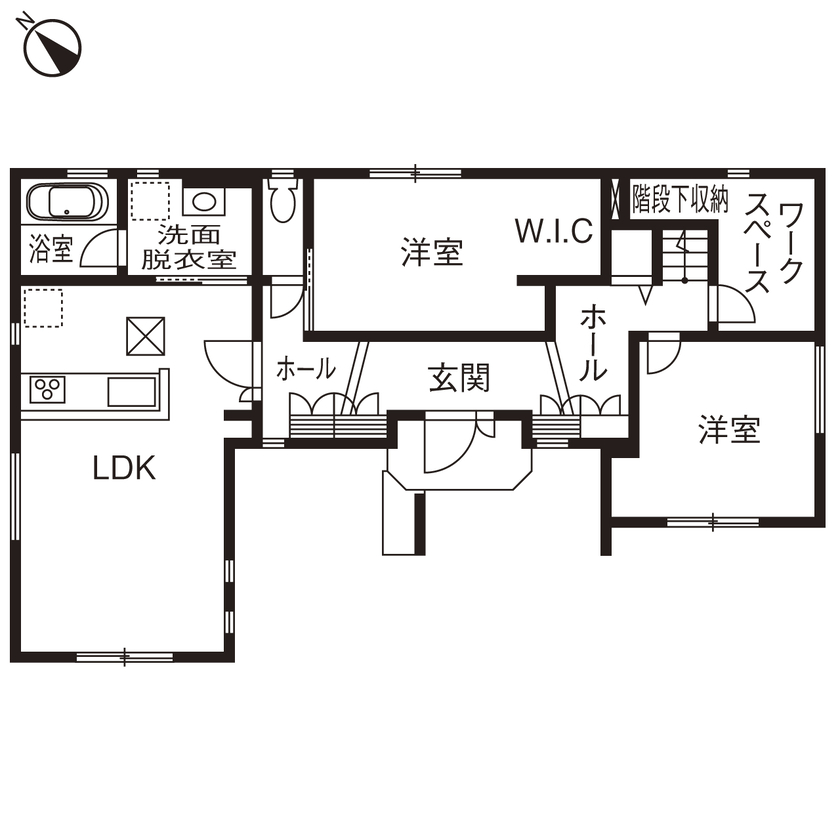 「完全フル装備の家」富士住建 【二世帯/家事ラク・子育て/間取り図有】リゾート気分が味わえるフル装備の二世帯住宅の間取り図（3LDK＋ロフト）1階