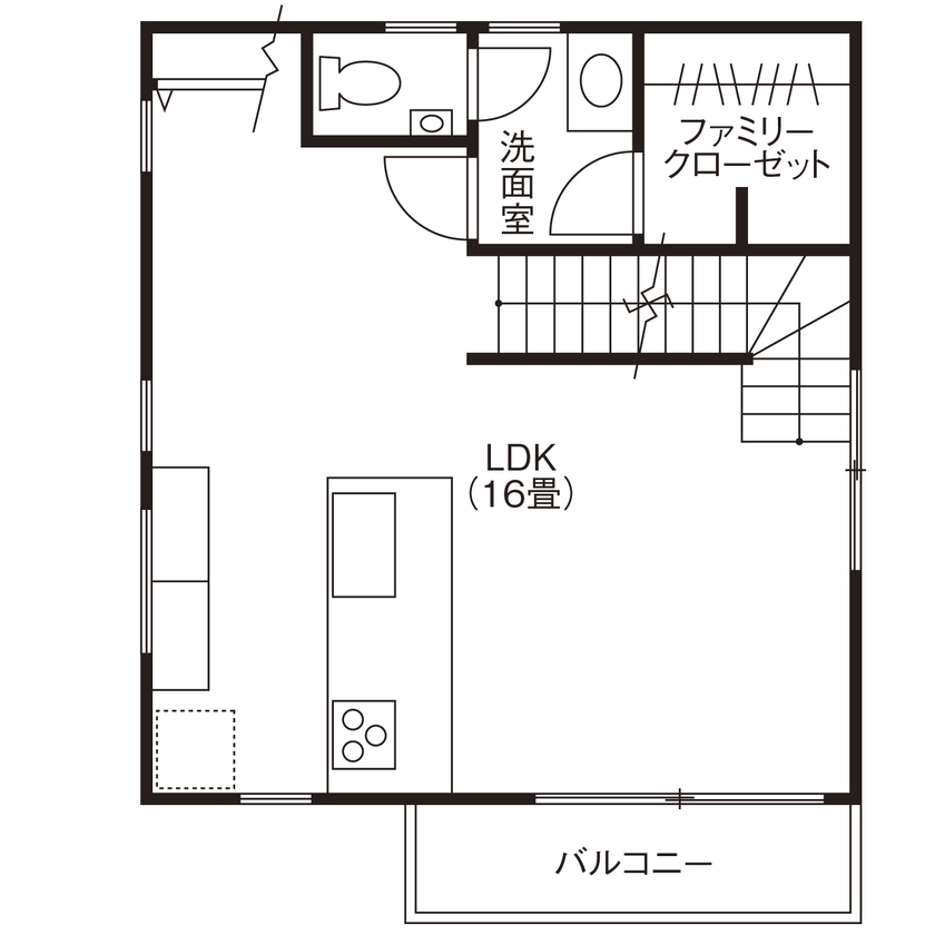 「完全フル装備の家」富士住建 【家事・子育て/間取り図有】変形地でも快適に暮らせるフル装備の都市型3階建ての間取り図（4LDK）2階