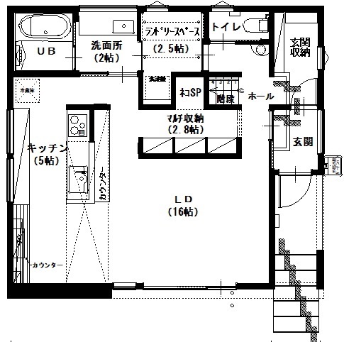 アサヒアレックス 落ち着きのあるシックな暮らしの間取り図（3LDK）1階