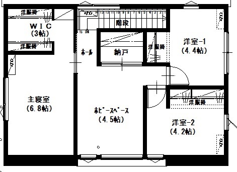 アサヒアレックス 落ち着きのあるシックな暮らしの間取り図（3LDK）2階