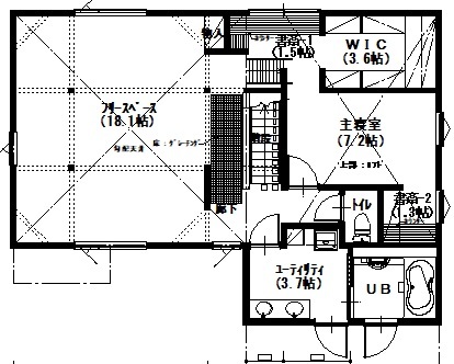 アサヒアレックス 広々とした間取りで使い勝手に溢れる家の間取り図（2LDK）2階