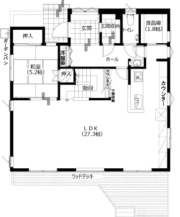 アサヒアレックス 【2840万円】料理をたのしく。主役になれるダイニングキッチン。こだわり家具が映える家の間取り図（3LDK）1階