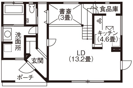 アサヒアレックス 【2010万円】モダンなデザイン×大人の遊び心。素材のとりあわせが目をひく住まいの間取り図（2LDK）1階