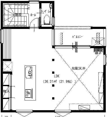 アサヒアレックス 猫と暮らす家の間取り図（2LDK）2階