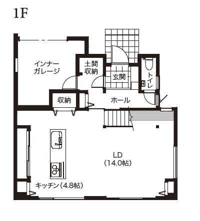 アサヒアレックス 個性溢れるこだわりの家の間取り図（3LDK）1階