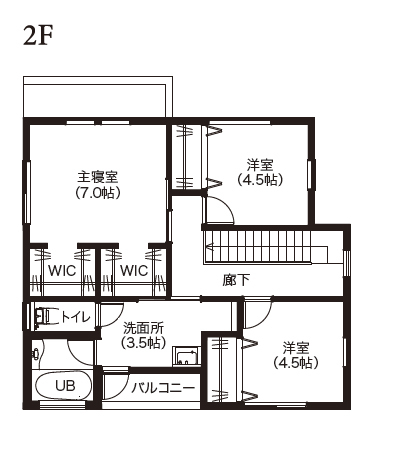 アサヒアレックス 個性溢れるこだわりの家の間取り図（3LDK）2階