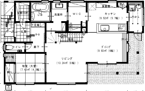 アサヒアレックス 床下エアコン1台で全室あったか！の間取り図（4LDK）1階