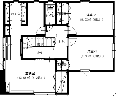 アサヒアレックス 床下エアコン1台で全室あったか！の間取り図（4LDK）2階