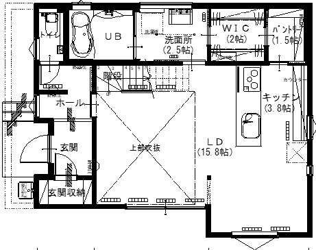 アサヒアレックス 新しい暮らしを彩る、本物の性能と上質なデザインの間取り図（3LDK）1階