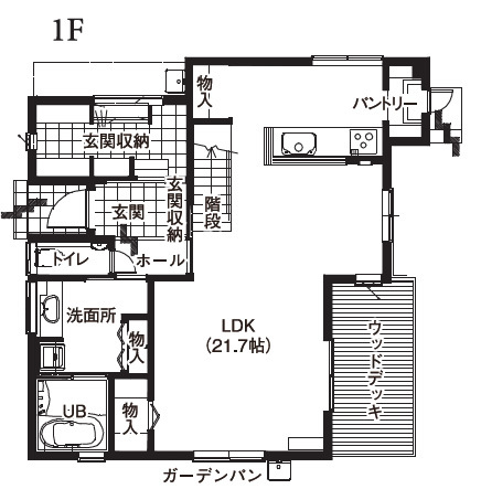 アサヒアレックス 暮らしに楽しい多層空間をデザインの間取り図（3LDK）1階