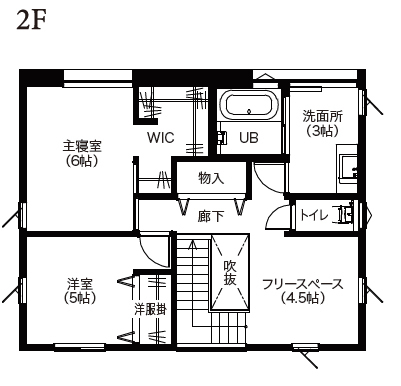 アサヒアレックス コンパクトな動線で叶えるカフェのようなお洒落な暮らしの間取り図（2LDK）2階
