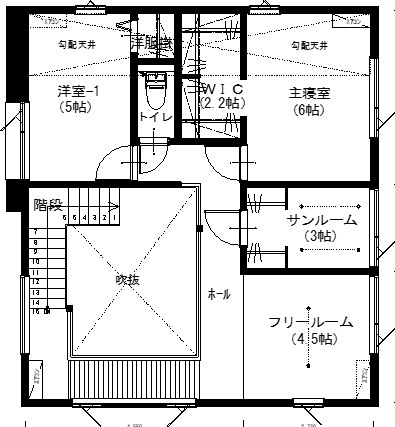 アサヒアレックス カジュアルなブルックリンスタイルハウスの間取り図（2LDK）2階