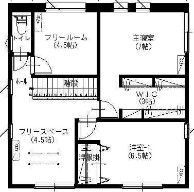 アサヒアレックス こだわり動線でいつも家族を感じられる家の間取り図（3LDK）2階