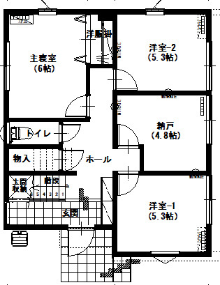 アサヒアレックス ２Fリビングで楽しむ家族のくつろぎ空間の間取り図（4LDK+２階リビング）1階