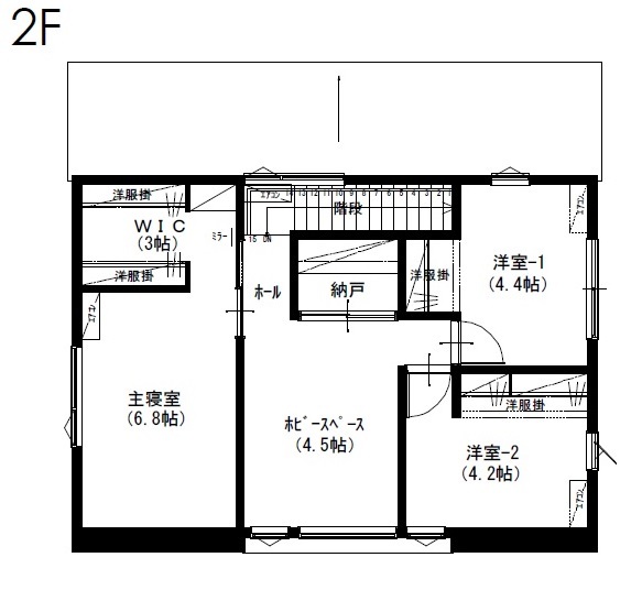 アサヒアレックス 家族もペットも快適な暮らしを叶えた高性能住宅の間取り図（4LDK）２階