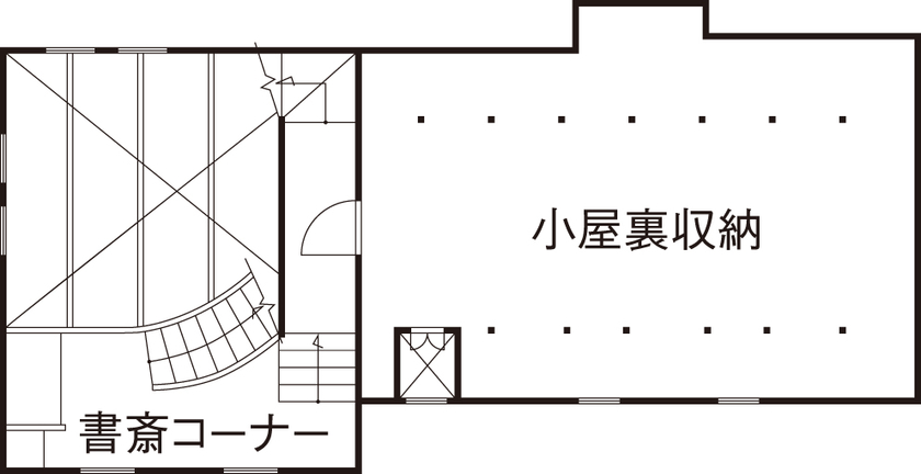 フレンチ工房 【2000万円台/間取り有/33坪】コンセプトはパリのショップ併用住宅。平屋と3階建てを連ねたブルーの家の間取り図（3LDK+スタディルーム）2階