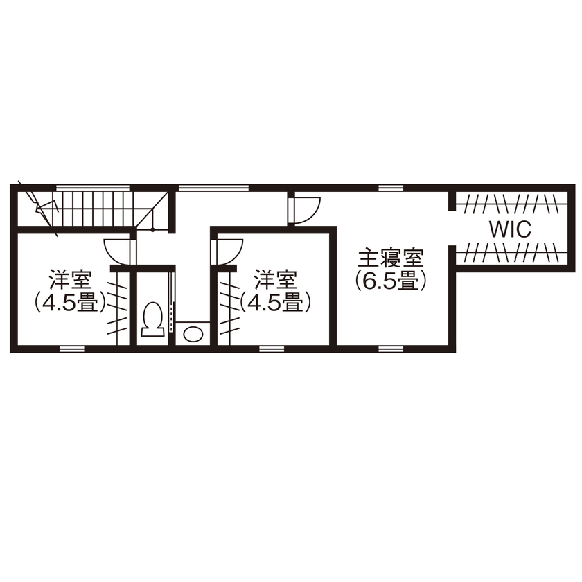 ヤマカ木材 【2000万円台・約25坪・2階建て・間取り図有り】狭小地×高級感/インテリアと設備にこだわった住まいの間取り図（3LDK）2階