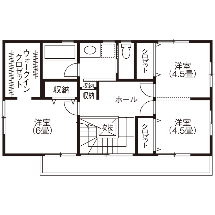 アオバクラフト 【1400万円台／間取図有】吹抜けとオープン階段で開放的！デザイン・高性能・ローコストのすべてが叶った家の間取り図（4LDK）2階