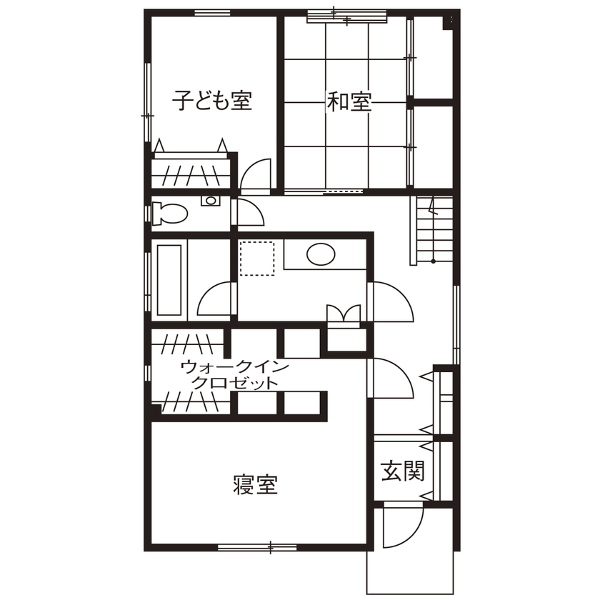 シャルドネホーム 【3000万円台/30坪台/2階建て/3LDK/間取り図】開放感に満ちた2階リビングとバルコニーを繋げた、贅沢な家の間取り図（3LDK）１階