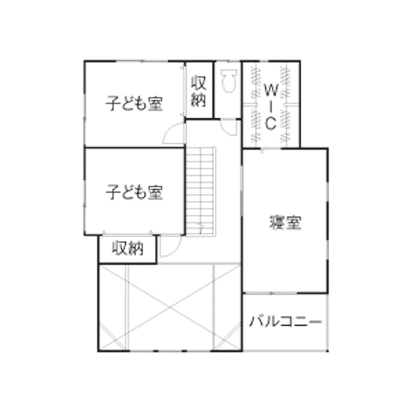 ステーツ 【本体価格1876万円/約35坪】開放的な吹き抜けリビングで薪ストーブの暖かさを味わう住まいの間取り図（4LDK）2階