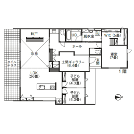 ステーツ 【本体価格3,468万円/約37坪】土間ギャラリーのある平屋のデザイナー住宅の間取り図null