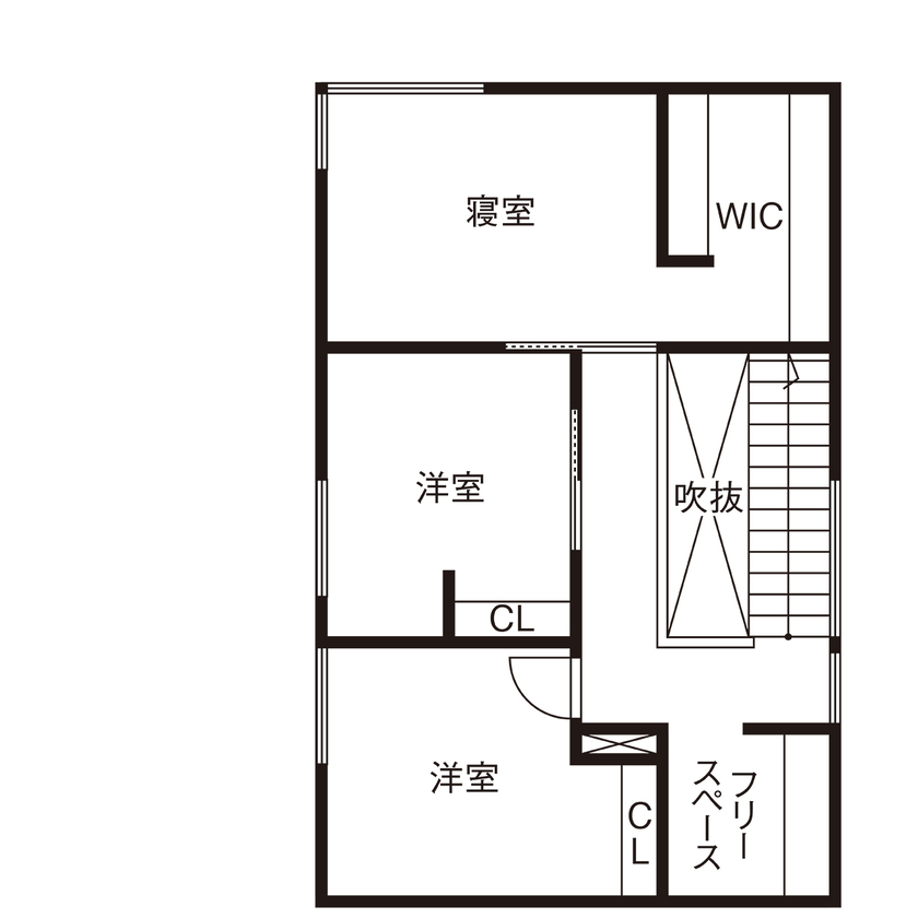 北王 【陰影の美しいセミオーダーの家】31.5坪に回遊動線、パントリーなど支持される要素をたっぷりの間取り図（3LDK＋フリースペース）2階