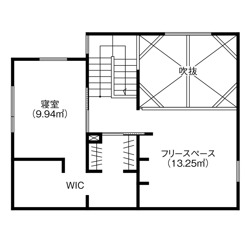 北王 【2階リビングの吹抜けが空間をつなぐ】オープン土間に組込ガレージ、趣味を楽しむふたり暮らしの3階建ての間取り図（1LDK＋FS＋土間＋車庫）3階