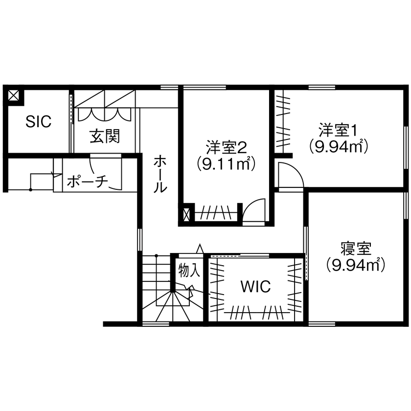 北王 【緑道の風景と薪ストーブが映える家】白くきれいな空間に家具やインテリアを整えて、美しく心地よく暮らすの間取り図（3LDK）1階