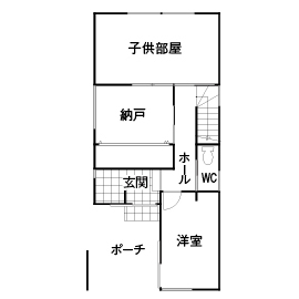 アトリエＳｕｍｉｋａ―住処―　創美建築企画　 【京都/狭小・20坪台の家/1000万円台/間取り図】ステップフロアに吹き抜けをプラスした伸びやかな空間設計の間取り図（3LDK）1階